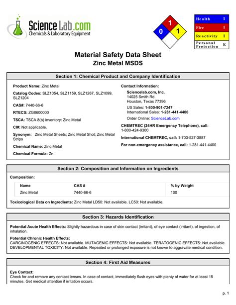 zinc metal safety data sheet|zinc metal technical datasheet.